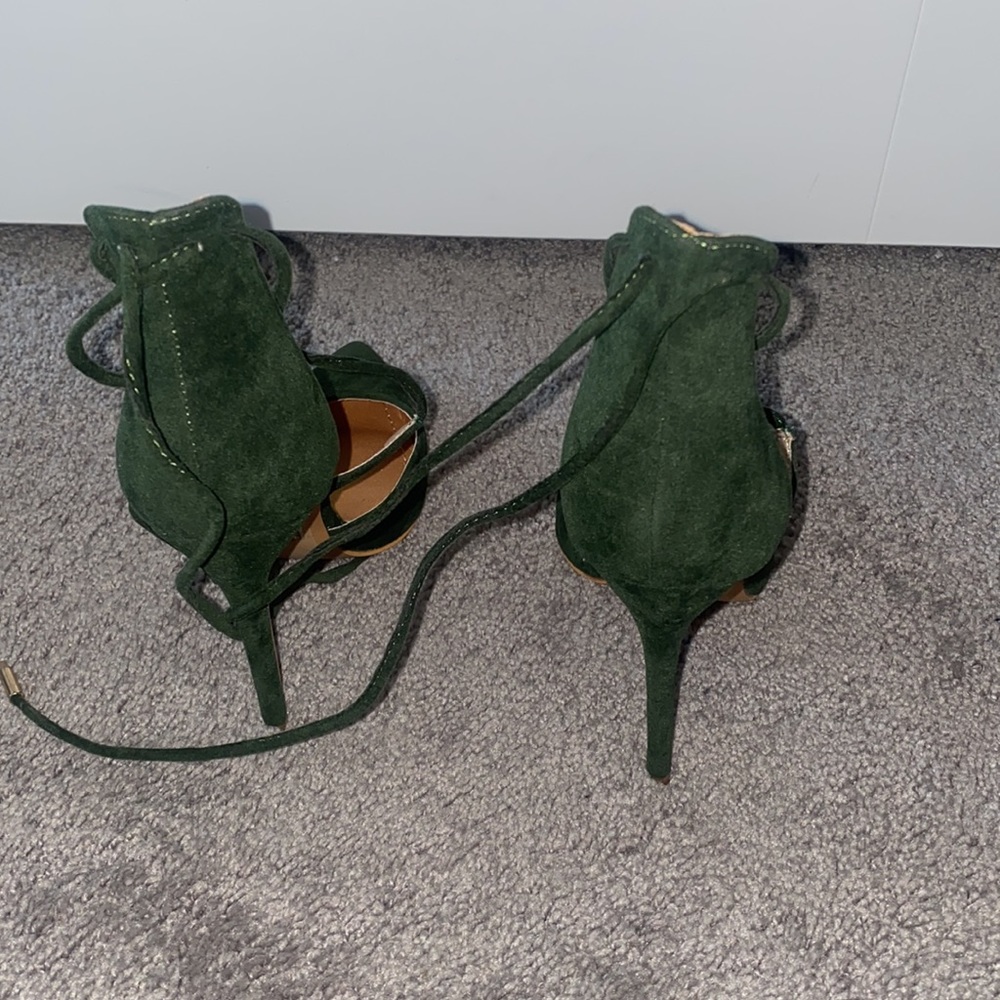 Green & gold suede heels - Picture 3 of 4